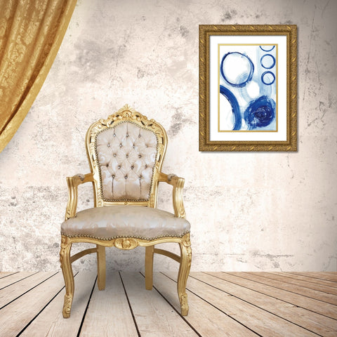 Blue Circle Study III Gold Ornate Wood Framed Art Print with Double Matting by Fuchs, Jodi