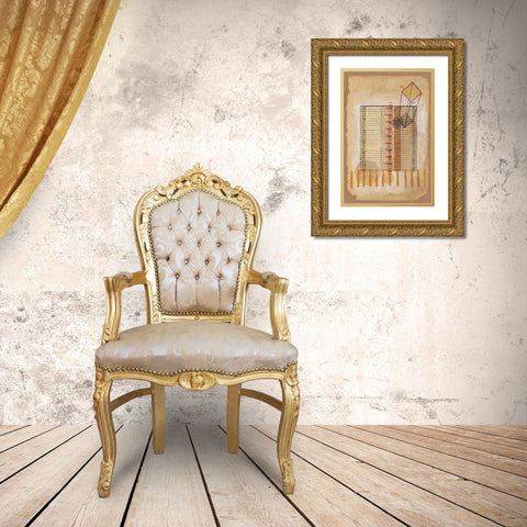 Grid and Parallelogram Gold Ornate Wood Framed Art Print with Double Matting by Galapon, Nikki
