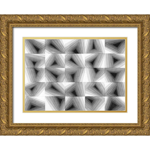 Gradient Grays I Gold Ornate Wood Framed Art Print with Double Matting by Galapon, Nikki