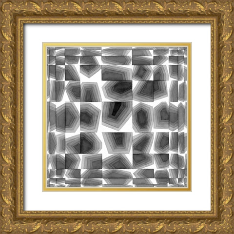 Gradient Grays III Gold Ornate Wood Framed Art Print with Double Matting by Galapon, Nikki