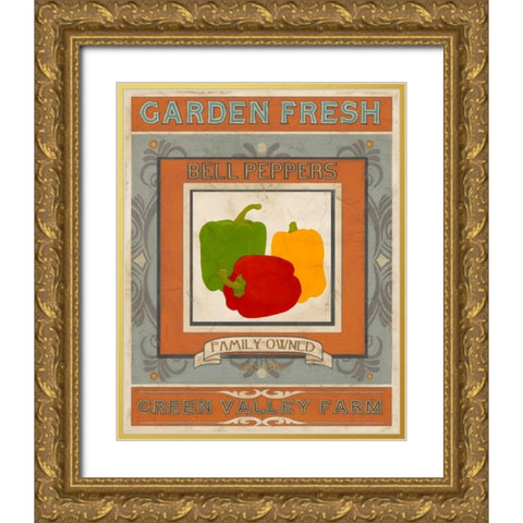 Vintage Produce Sign II Gold Ornate Wood Framed Art Print with Double Matting by Vess, June Erica