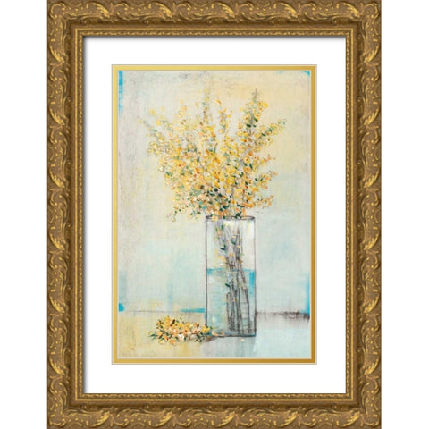 Yellow Spray in Vase I Gold Ornate Wood Framed Art Print with Double Matting by OToole, Tim