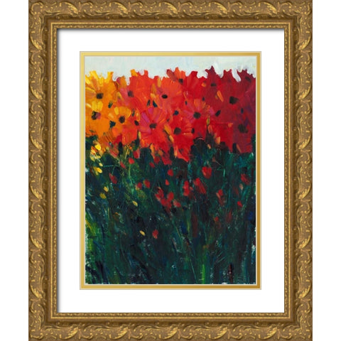 Color Spectrum Flowers I Gold Ornate Wood Framed Art Print with Double Matting by OToole, Tim