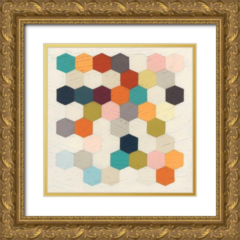 Honeycomb Geometry I Gold Ornate Wood Framed Art Print with Double Matting by Vess, June Erica