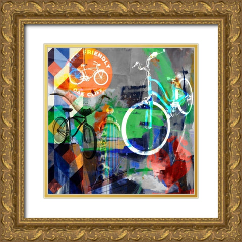 Lakewood Bikes - Dallas Gold Ornate Wood Framed Art Print with Double Matting by Jasper, Sisa