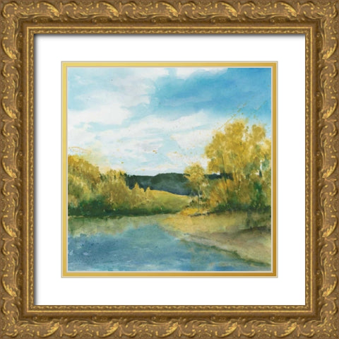 River Sketch II Gold Ornate Wood Framed Art Print with Double Matting by Meagher, Megan