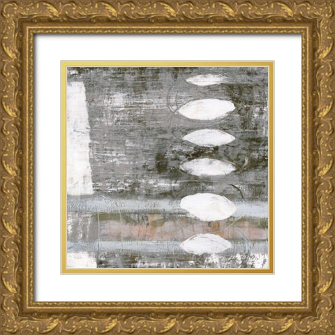 White Orbs I Gold Ornate Wood Framed Art Print with Double Matting by Goldberger, Jennifer