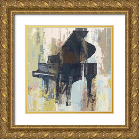Bluebird Piano Gold Ornate Wood Framed Art Print with Double Matting by W-DH