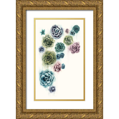 Succulent Cluster II Gold Ornate Wood Framed Art Print with Double Matting by Popp, Grace