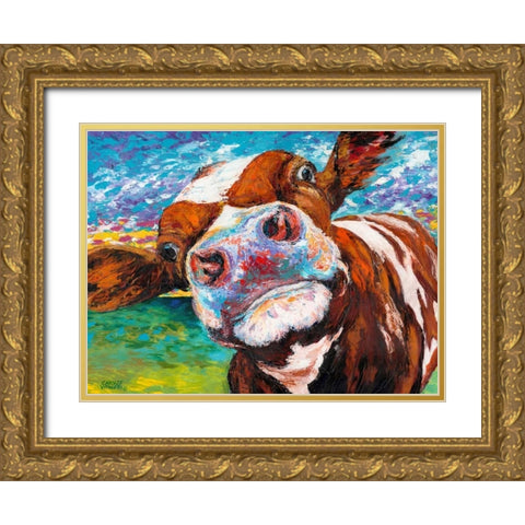 Curious Cow I Gold Ornate Wood Framed Art Print with Double Matting by Vitaletti, Carolee