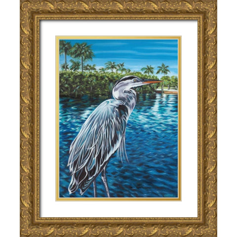 Peaceful Heron I Gold Ornate Wood Framed Art Print with Double Matting by Vitaletti, Carolee