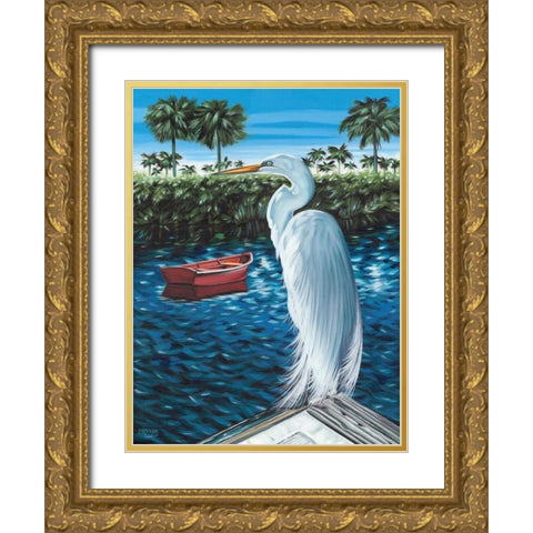 Peaceful Heron II Gold Ornate Wood Framed Art Print with Double Matting by Vitaletti, Carolee