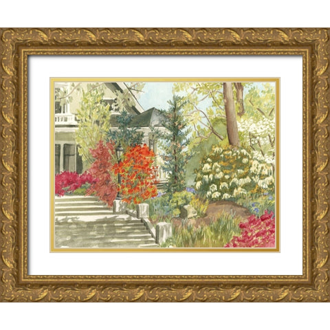 Custom Plein Air Garden I (ASH) Gold Ornate Wood Framed Art Print with Double Matting by Miller, Dianne