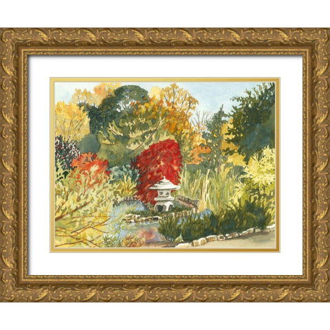 Custom Plein Air Garden III (ASH) Gold Ornate Wood Framed Art Print with Double Matting by Miller, Dianne