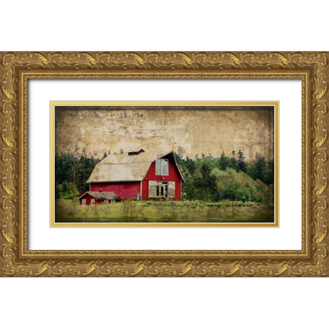 Widbys Barn III Gold Ornate Wood Framed Art Print with Double Matting by Perry, Rachel