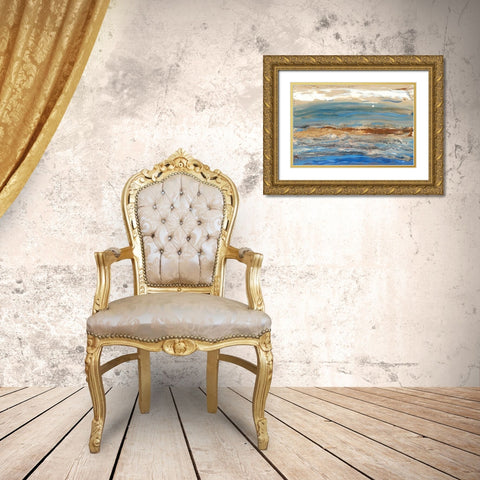 Indigo Currents I Gold Ornate Wood Framed Art Print with Double Matting by Ludwig, Alicia