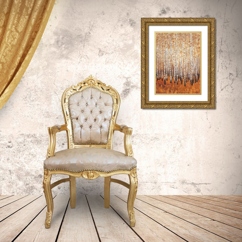 Sienna Birches I Gold Ornate Wood Framed Art Print with Double Matting by OToole, Tim