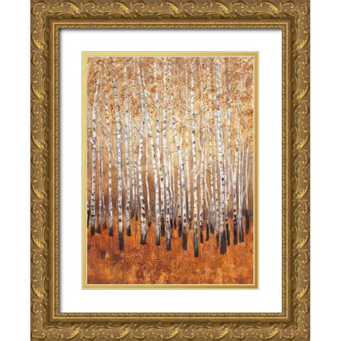 Sienna Birches I Gold Ornate Wood Framed Art Print with Double Matting by OToole, Tim