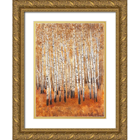 Sienna Birches II Gold Ornate Wood Framed Art Print with Double Matting by OToole, Tim