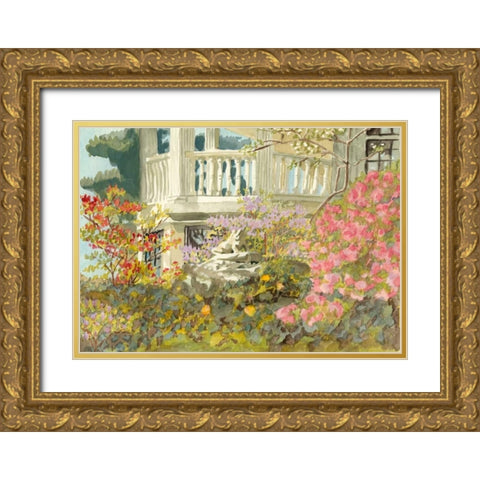 Aquarelle Garden V Gold Ornate Wood Framed Art Print with Double Matting by Miller, Dianne