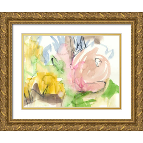 Whimsy in The Garden I Gold Ornate Wood Framed Art Print with Double Matting by Goldberger, Jennifer