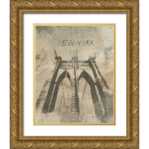 Remembering New York Gold Ornate Wood Framed Art Print with Double Matting by Orlov, Irena
