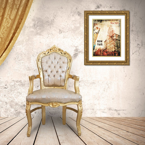 New York Grunge I Gold Ornate Wood Framed Art Print with Double Matting by Orlov, Irena