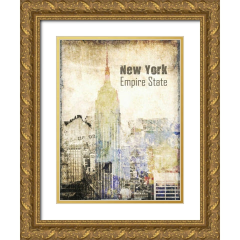 New York Grunge II Gold Ornate Wood Framed Art Print with Double Matting by Orlov, Irena