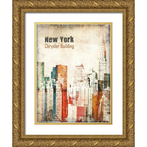 New York Grunge IV Gold Ornate Wood Framed Art Print with Double Matting by Orlov, Irena