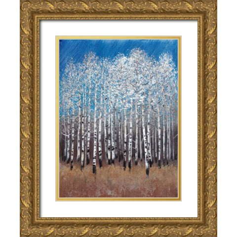 Cobalt Birches II Gold Ornate Wood Framed Art Print with Double Matting by OToole, Tim