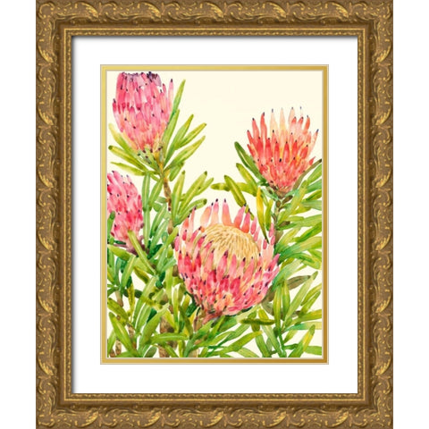 Watercolor Tropical Flowers II Gold Ornate Wood Framed Art Print with Double Matting by OToole, Tim
