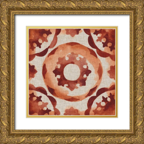 Elemental Tiles III Gold Ornate Wood Framed Art Print with Double Matting by Zarris, Chariklia