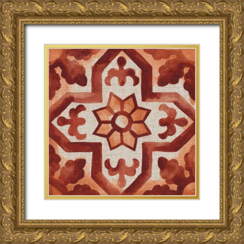 Elemental Tiles V Gold Ornate Wood Framed Art Print with Double Matting by Zarris, Chariklia