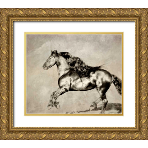 Wind Blown Mane III Gold Ornate Wood Framed Art Print with Double Matting by PHBurchett