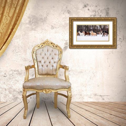 Snow Run II Gold Ornate Wood Framed Art Print with Double Matting by PHBurchett