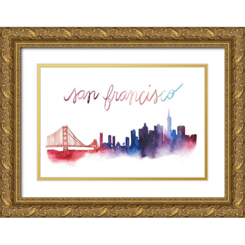 World Cities Skyline I Gold Ornate Wood Framed Art Print with Double Matting by Popp, Grace