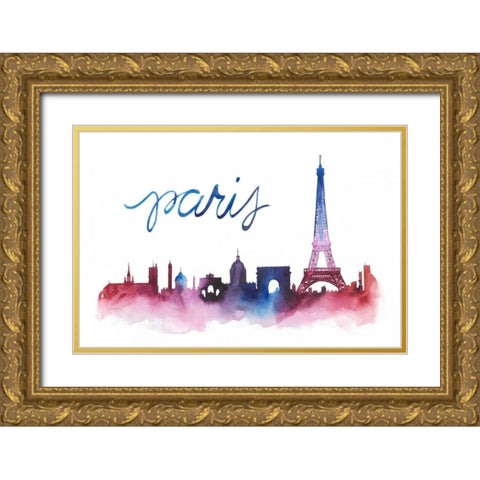 World Cities Skyline V Gold Ornate Wood Framed Art Print with Double Matting by Popp, Grace