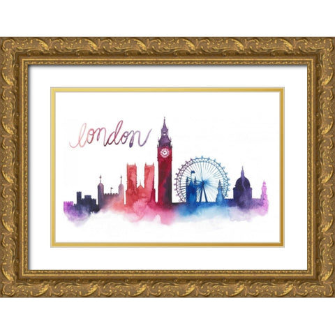 World Cities Skyline VI Gold Ornate Wood Framed Art Print with Double Matting by Popp, Grace