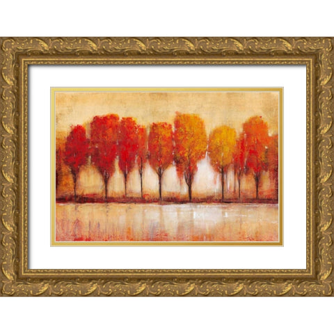 Autumn Waters Edge Gold Ornate Wood Framed Art Print with Double Matting by OToole, Tim