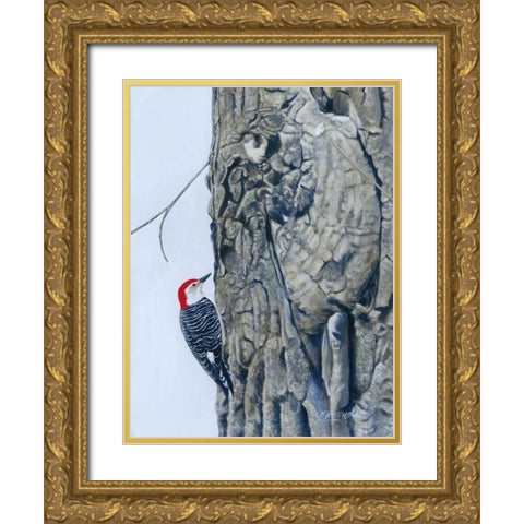 Red Bellied Woodpecker I Gold Ornate Wood Framed Art Print with Double Matting by Szatkowski, Fred