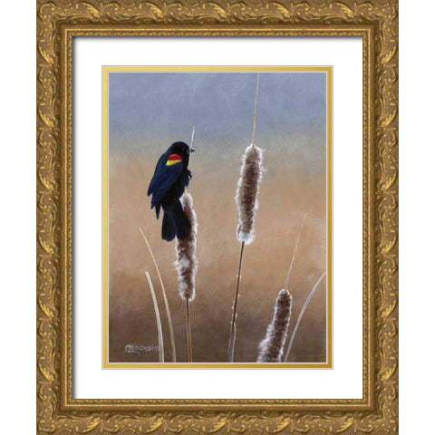 Redwing Morning I Gold Ornate Wood Framed Art Print with Double Matting by Szatkowski, Fred