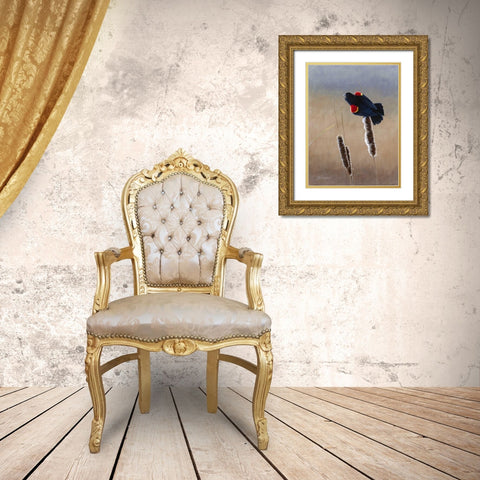 Redwing Morning II Gold Ornate Wood Framed Art Print with Double Matting by Szatkowski, Fred