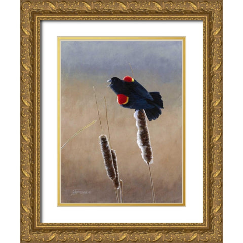 Redwing Morning II Gold Ornate Wood Framed Art Print with Double Matting by Szatkowski, Fred