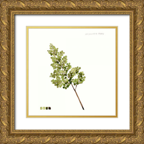 Watercolor Leaf Study III Gold Ornate Wood Framed Art Print with Double Matting by Popp, Grace