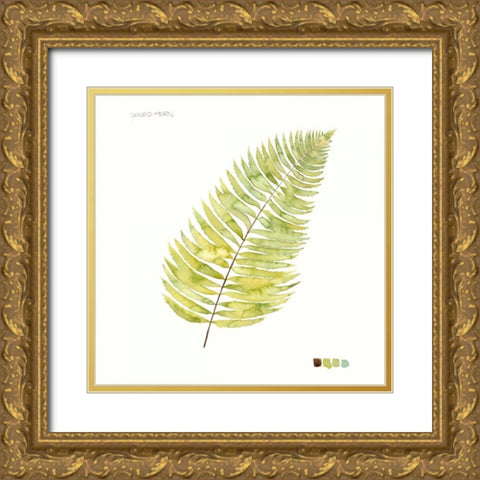 Watercolor Leaf Study IV Gold Ornate Wood Framed Art Print with Double Matting by Popp, Grace