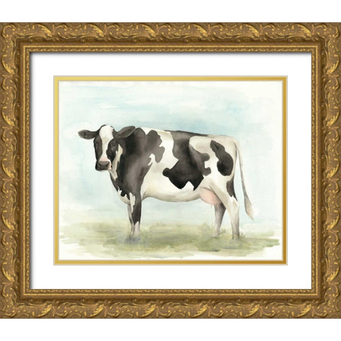 Watercolor Cow II Gold Ornate Wood Framed Art Print with Double Matting by Popp, Grace