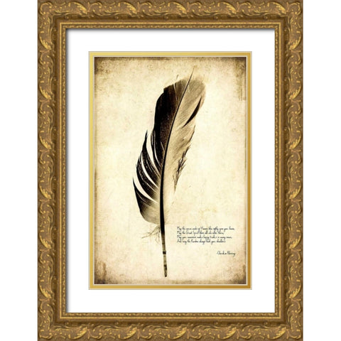 Feather on the Wind III Gold Ornate Wood Framed Art Print with Double Matting by Malek, Honey