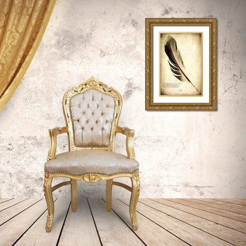 Feather on the Wind IV Gold Ornate Wood Framed Art Print with Double Matting by Malek, Honey