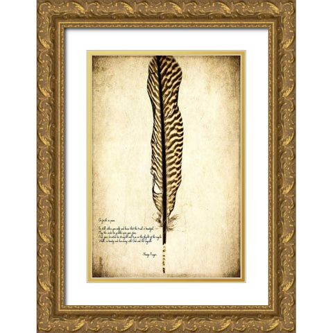Feather on the Wind V Gold Ornate Wood Framed Art Print with Double Matting by Malek, Honey