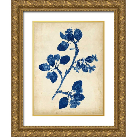 Indigo Leaf Study IV Gold Ornate Wood Framed Art Print with Double Matting by Vision Studio